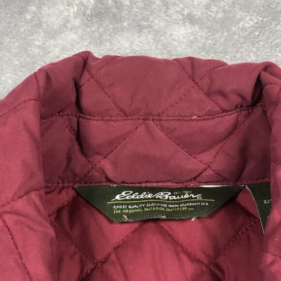 Eddie Bauer Jacket Womens Size Medium Red Goose Down Feathers Quilted Outdoor - Picture 6 of 11